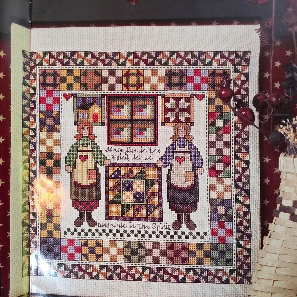 Cross Country Stitching Feb 2005 Cross Stitch Patterns Primitive Folk Art OOP